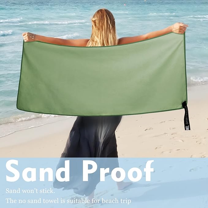Microfiber Travel Towel, Soft Lightweight Quick Dry Towel, Super Absorbent Compact Travel & Sports & Beach Towels for Camping, Backpack, Gym, Swimming, Yoga, Hiking (XS:12"×24" -ArmyGreen)