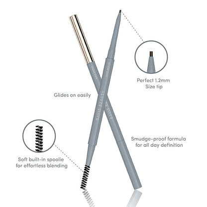 Easy Everyday™ Brow Pencil - Best Eyebrow Pencil for Women, Smudge Proof Hair-Like Strokes, 1.2mm Precision Tip with Spoolie, Vegan (Dark Brown)