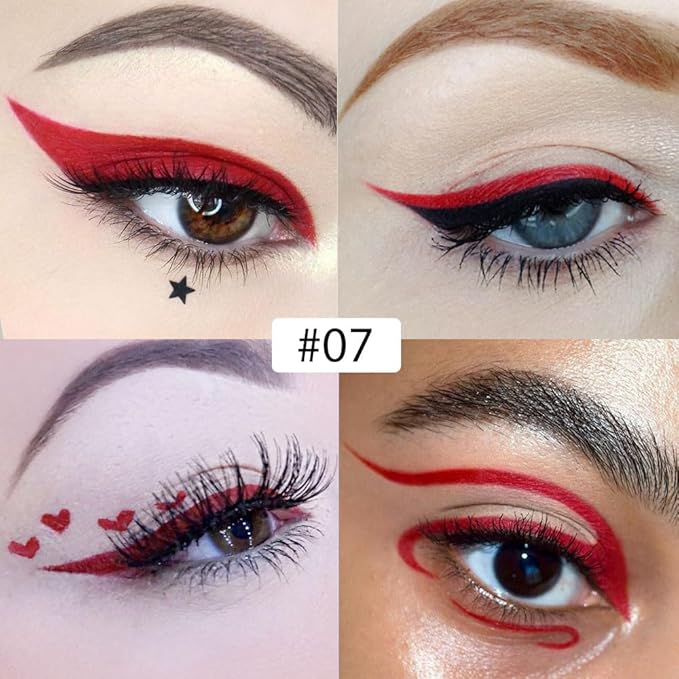 evpct 1Pcs Dark Red Liquid Eyeliner Waterproof Dark Red Eye Liners for Women, Eyes Wing Eyeliner Stamps Shapes Colored Eyeliner delineador de ojos a prueba de agua contra el agua blanco para ojos