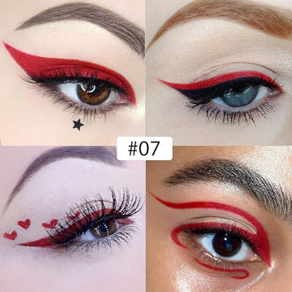 evpct 1Pcs Dark Red Liquid Eyeliner Waterproof Dark Red Eye Liners for Women, Eyes Wing Eyeliner Stamps Shapes Colored Eyeliner delineador de ojos a prueba de agua contra el agua blanco para ojos