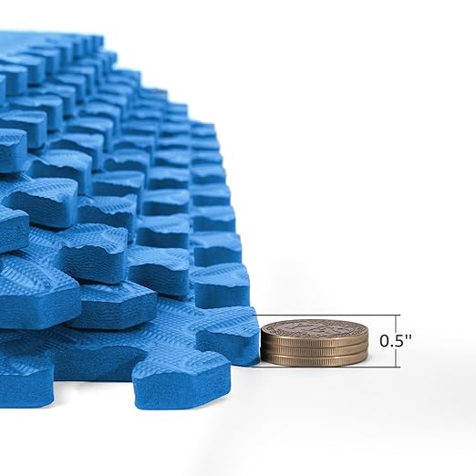 Art3d 24 Sq.Ft Eva Puzzle Exercise Mats, 24"x24" x 1/2" Thick Foam Interlocking Tiles for Gyms, Flooring, Workout, Gym Equipments, Pack of 6, Blue