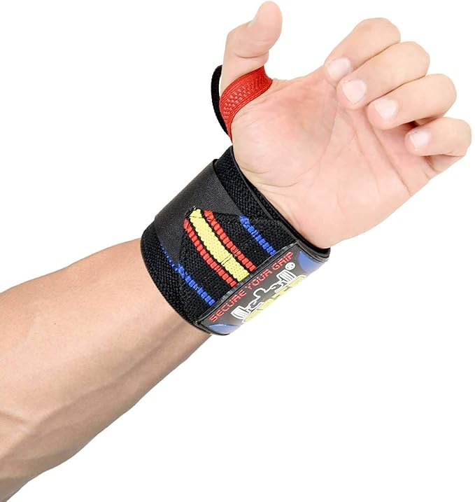 Grip Power Pads Wrist Wraps 2 Wraps for Weight Lifting Wrist Support Cotton Wraps Gym Bandage Straps for Men & Women Premium Quality & PRO Rubber