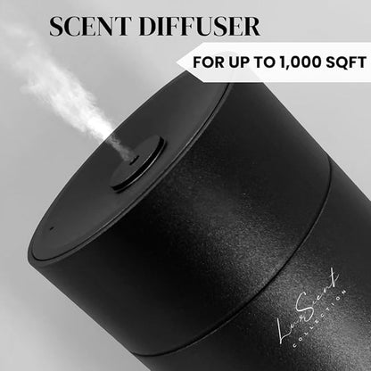 Aroma Scent Diffuser Starter Kit for Up to 1000SQ. FT. Coverage - 120ML Waterless Essential Aroma Scent Oil Included - Luxury Aroma Diffuser Ideal for Home, Office & Hotel (Black, Mirage)