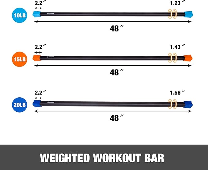 LIONSCOOL Workout Weighted Bar,Padded Exercise Weight Bar, Solid Steel Stretching weighted bar set for Body Sculpting, Physical Therapy,Body Toning