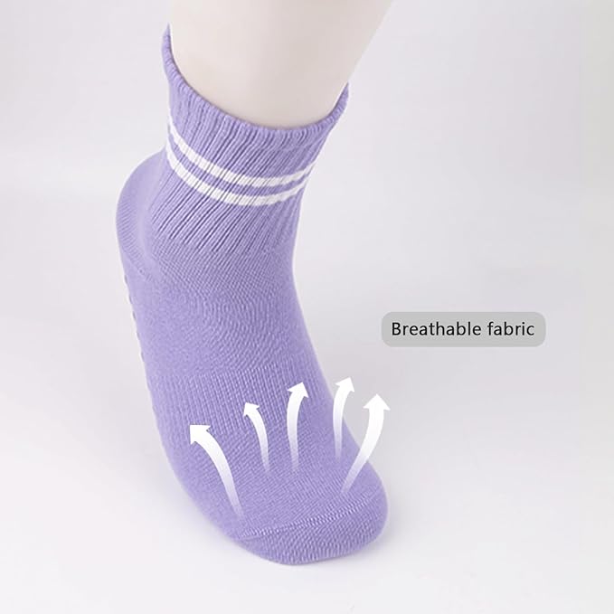 DTWAWA Womens 4Pcs Pilates Grip Socks Non Slip Yoga Socks with Grips Barre Hospital Athletic Socks for Women