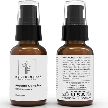 Peptide Complex Serum For Face - Collagen Serum Skin Repair with Powerful Anti Aging Properties - Refines Wrinkles and Restores Elasticity with Hyaluronic Acid, Aloe Vera, Jojoba Oil, Vitamin E