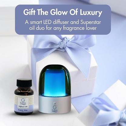 G's Breeze Smart Aroma Diffuser with 60ml Superstar Scent Refill – Bluetooth & Wi-Fi App Control, LED Lighting, Adjustable Intensity, Long-Lasting Fresh Clean Masculine Fragrance for Home or Office