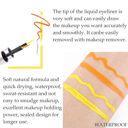 evpct 2Pcs Orange Yellow Liquid Eyeliner Set Waterproof Neon Orange Yellow Eye Liners Liquid for Women Stamps Shapes for Eyes delineadores de colores para ojos delineador de ojos contra el agua 07&09