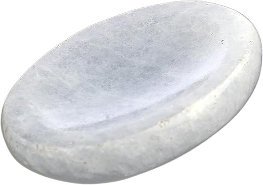 Blue Calcite Worry Stones – Crystal Thumb Worry Stone for Anguish, Stress – Relaxing and Soothing Balance Stones for Meditation, Stress Relief – Healing Stones and Crystals for Men and Women