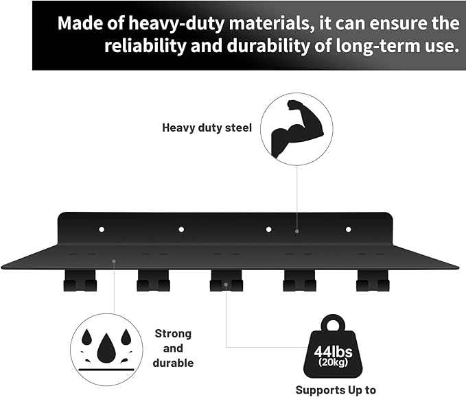 fit for Tonal Accessories Shelf Organizer Gym Storage Rack Wall Shelves with Hooks, Floating Shelves Black Gym Equipment Storage Wall Decor for Home Gym T Lock Adapter Organizing