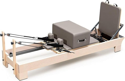 Pilates Reformer, Reformer Pilates Machine – Deluxe Version with Premium Maple Frame, Upgraded Spring System, Comfort Padding & Studio-Quality Glide – Pilates Reformer Set for Home & Studio