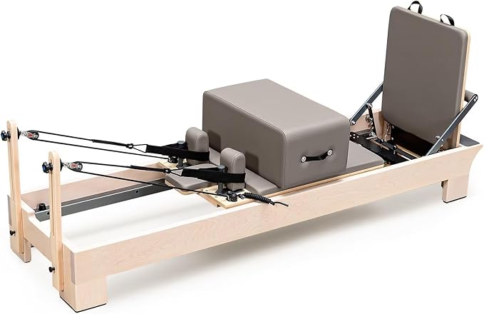 Pilates Reformer, Reformer Pilates Machine – Deluxe Version with Premium Maple Frame, Upgraded Spring System, Comfort Padding & Studio-Quality Glide – Pilates Reformer Set for Home & Studio