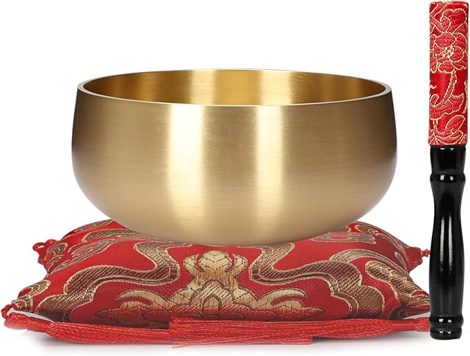 Tibetan Singing Bowl Set - 4" Handcrafted Meditation Sound Bowl for Yoga, Mindfulness Chakra Healing & Stress Relief | Complete Kit with Cushion & Mallet | Spiritual Gifts for Beginners (4 Inch)