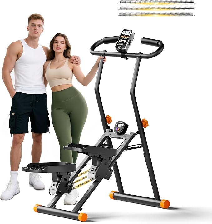 Stair Stepper for Home Gym, 2025 Upgrade Stair Climber w/ 3-Level Resistance & Height, Non-Slip Pedals, Digital Tracker & Phone Holder Home Exercise Machine for Women Men