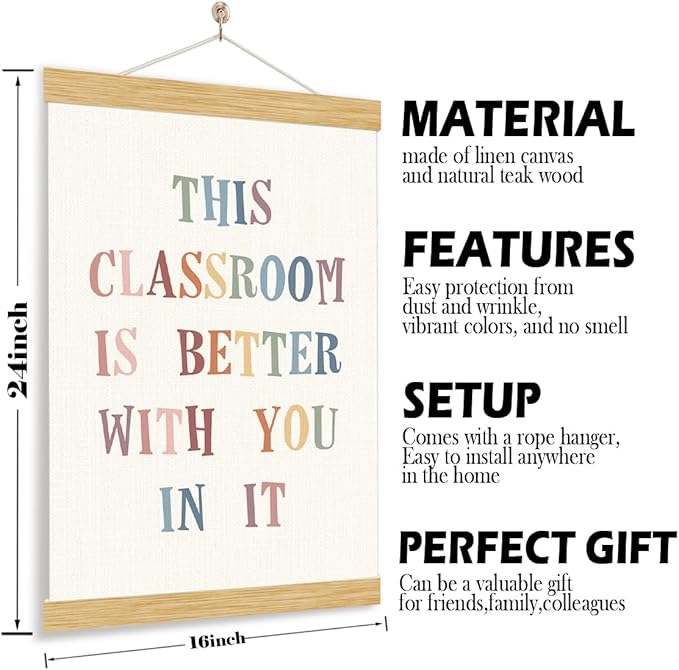 YGSDZY This Classroom Is Better With You In It, Boho Classroom Decor, Wood Poster Hanger, School Psychology, Mental Health Posters, Homeschool Poster, Homeschool Decor