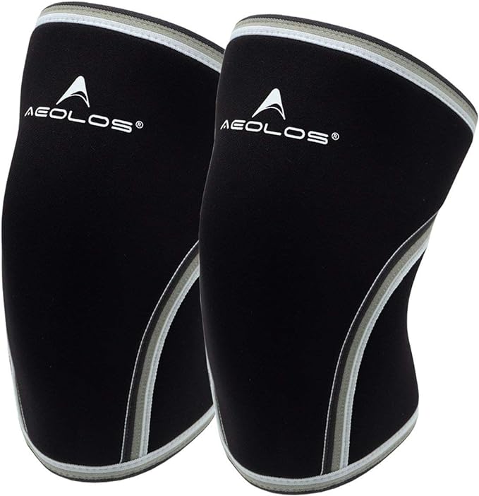 AEOLOS Knee Sleeves (1 Pair)，7mm Compression Knee Braces for Heavy-Lifting,Squats,Gym and Other Sports (Large, Black)