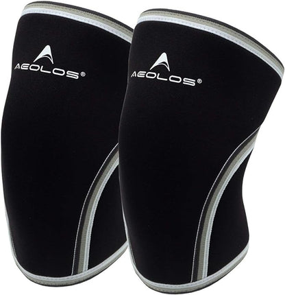 AEOLOS Knee Sleeves (1 Pair)，7mm Compression Knee Braces for Heavy-Lifting,Squats,Gym and Other Sports (Large, Black)