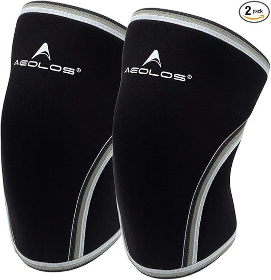 AEOLOS Knee Sleeves (1 Pair)，7mm Compression Knee Braces for Heavy-Lifting,Squats,Gym and Other Sports (Medium, Black)