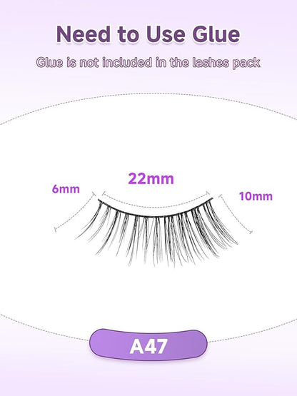 Half Lashes False Eyelashes Natural Cat Eye Lashes 10mm Short Eyelashes 3D Volume False Lashes Soft Strip Lashes Pack C Curl Natural Eyelashes Half Fake Lashes 7 Pair EVENTILL