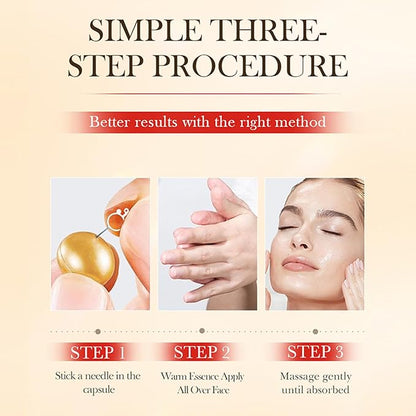 Collagen Capsules Serum, Nourishing Anti Aging Night Essence for Women with Vitamin E,Facial Skin Glowing and Radient, Facial Capsule with Collagen Serum