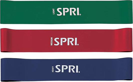 SPRI Mini Loop Bands Kit, Set of 3 - Light, Medium, Heavy Resistance Bands for Lower Body Workouts, Toning Muscles, and Exercise