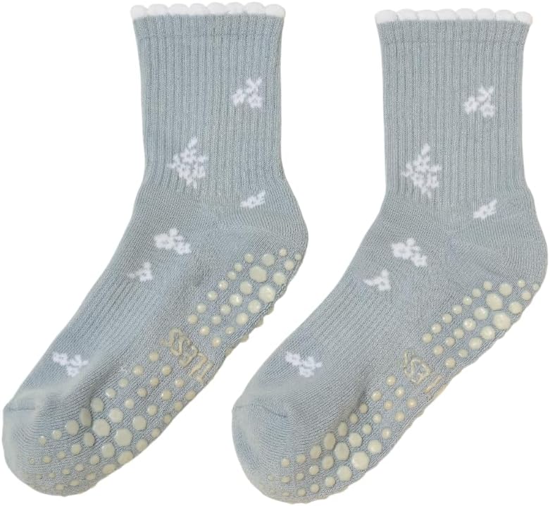 Crew Half Calf Grip Socks, Cutest Fruits Pilates Socks, Ruffle socks, Non-Slip, Barre Yoga Fitness