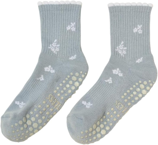 Crew Half Calf Grip Socks, Cutest Fruits Pilates Socks, Ruffle socks, Non-Slip, Barre Yoga Fitness