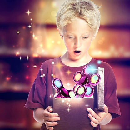 FIGROL 3 Pack Pop Fidget Spinner, Push Pop Bubble Fidget Spinner, Simple Sensory Metal-Looking Plastic Hand Spinner - Stress Reduction and Anxiety Relief for Children