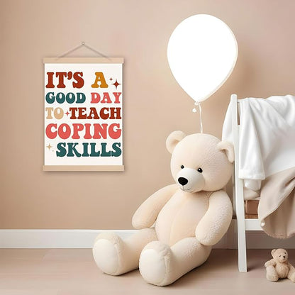 DNEULYR It's a Good Day to Teach Coping Skills Mental Health Wall Art Poster, Motivational Psychology Wall Decor for Classroom Therapy Office School Counseling Office, 12x16 Inches