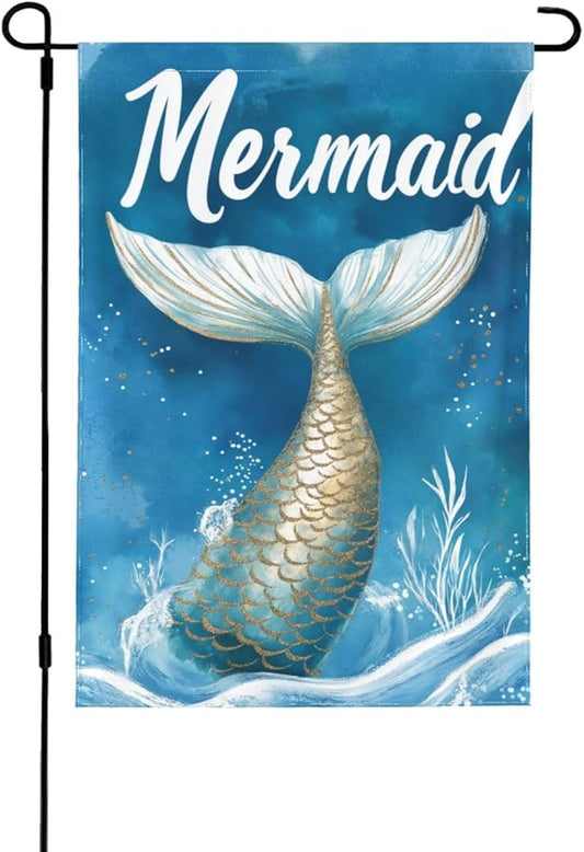 Mermaids Garden Flag 12x18 In Double Sided Yard Flags Lawn Sign Decor No Flagstand
