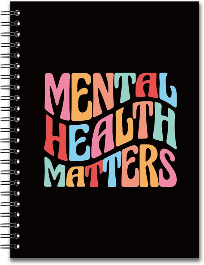 YAZMEEN Motivational Blank Spiral Notebook（160 Pages） Colorful Mental Health Matters Hardcover Sketchbook Mental Health Gifts Funny Notebook Gifts for Office Worker School Counselor Teacher Student