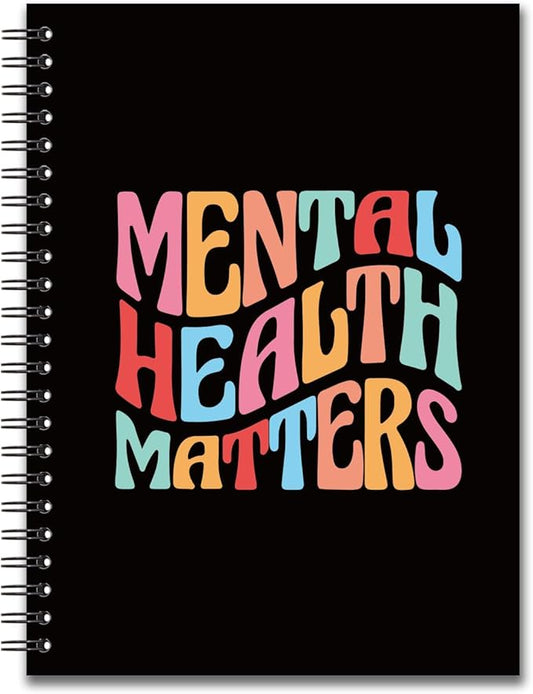 YAZMEEN Motivational Blank Spiral Notebook（160 Pages） Colorful Mental Health Matters Hardcover Sketchbook Mental Health Gifts Funny Notebook Gifts for Office Worker School Counselor Teacher Student