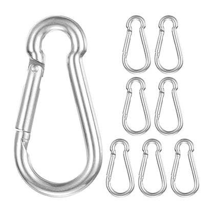 8-Pack Spring Snap Hooks, M5 304 Stainless Steel 1.97 Inch Quick Link Snap Hooks for Keychain Clip/Hammock/Hiking, D Ring Shape Snap Clip Trigger Buckle Rust-Free Clips