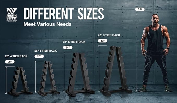 WF Athletic Supply Dumbbell Rack, 5-Tier A-Frame Dumbbell Rack for Dumbbell Storage, Color Options Available in Black/White/Green/Yellow/Red/Pink/Orange & Blue