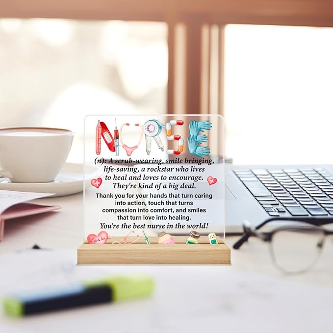 Nurse Gifts for Women, Best Nurse Gifts, Nurse Thank You Gifts Nursing Gifts Nurse Acrylic Desk Plaque Sign 4 x 4 Inches