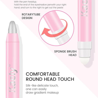 evpct 2Pcs Cream Eye Shadow Brightener Sticks Set for Eyes Waterproof, Pearl White & Silver Matte Cream Eyeshadow Applicator Stick Long Lasting Pigmented Eye Makeup sombras en crema para ojos 01 + 16