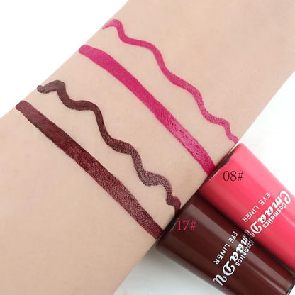 evpct 2Pcs Rose Dark Brown Red Liquid Eyeliner Colorful Set Waterproof Colored Eye Liners for Women Stamps Shapes for Eyes delineadores de colores para ojos delineador de ojos contra el agua 08&17