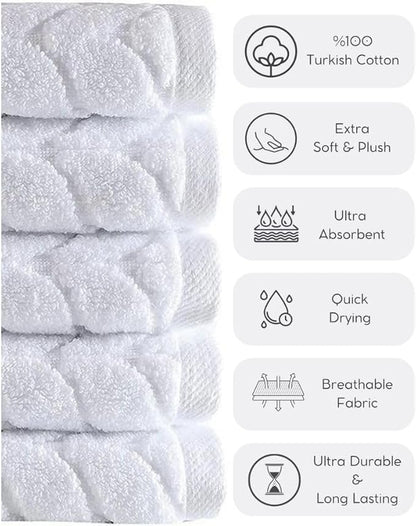 BAGNO MILANO Turkish Bath Towels, Soft Plush Jacquard Luxury Bath Towels, Quick Dry Towel Set (Cream, 2 pcs Bath Towel Set)