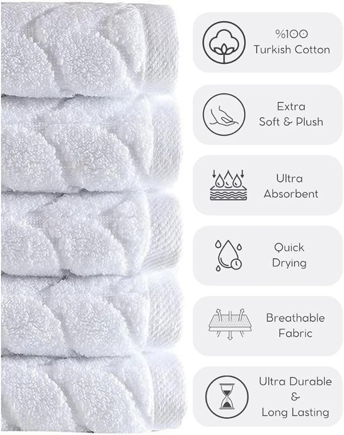 BAGNO MILANO Turkish Bath Towels, Soft Plush Jacquard Luxury Bath Towels, Quick Dry Towel Set (Cream, 6 pcs Towel Set)