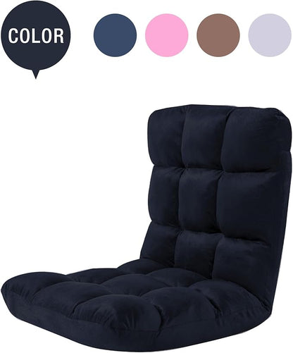 FLOGUOR Indoor 5-Position Adjustable Floor Chair with Back Support Folding Padded Gaming Sofa Chair, Lounge Chair for Adults Video Gaming, Perfect for Meditation, Reading QL050-BK