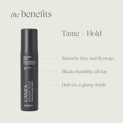 L'ANZA Healing Style Smoother Balm, New & Improved Keratin Hair Treatment & Hair Straightener Serum, Heat Protection & Anti Frizz Formula, for Curly, Frizzy & Wavy Locks