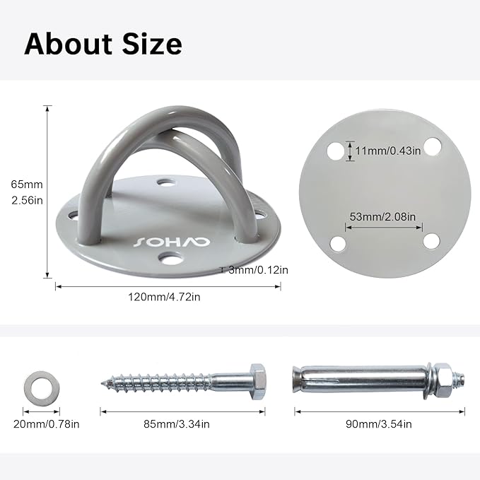 Wall Ceiling Mount Bracket for Suspension Straps, Aerial Yoga Swing & Hammock, Gymnastic Rings, Boxing Punching Bags, Body Strength Gym Equipment and Battle Ropes