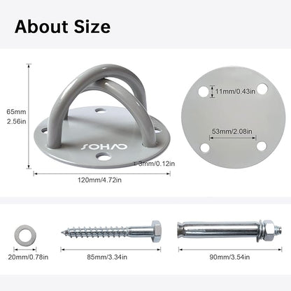 Wall Ceiling Mount Bracket for Suspension Straps, Aerial Yoga Swing & Hammock, Gymnastic Rings, Boxing Punching Bags, Body Strength Gym Equipment and Battle Ropes