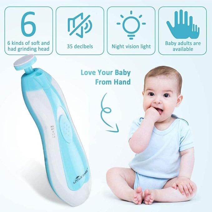 Baby Nail Trimmer Electric,Baby Nail Clippers, 6 in 1 Baby Nail File,Nail File Baby Grooming Kit Manicure Set for Toddler or Adults (Blue)