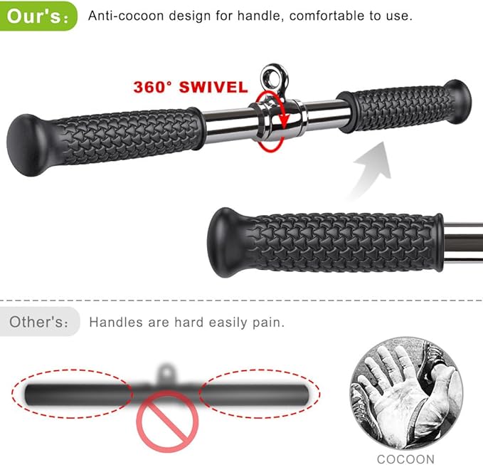 Kipika Cable Machine Attachment, Triceps LAT Pulldown Attachments, Home Gym Workout Accessories Heavy Duty Cable Machine Accessories Triceps Rope D Row Handle LAT Pull Down Bar Straight Bar Exercise