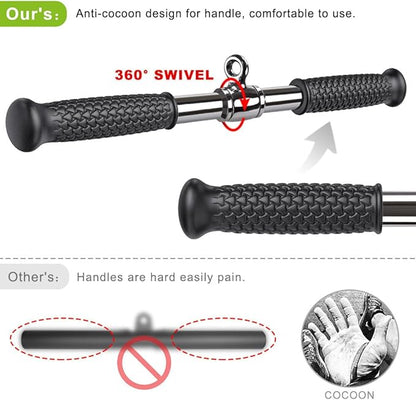 Kipika Cable Machine Attachment, Triceps LAT Pulldown Attachments, Home Gym Workout Accessories Heavy Duty Cable Machine Accessories Triceps Rope D Row Handle LAT Pull Down Bar Straight Bar Exercise