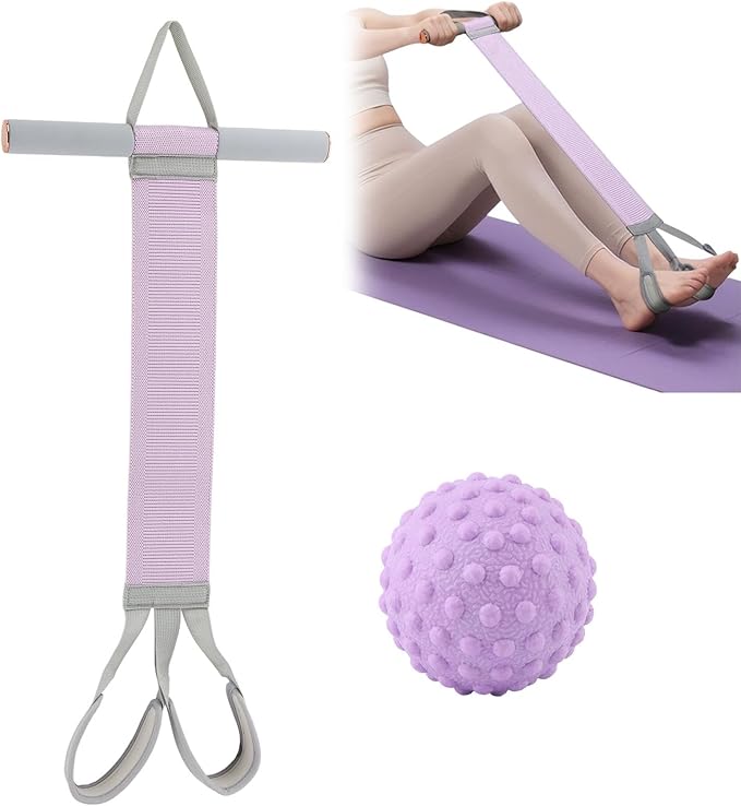 Fabric Resistance Band with Handles, Full-Body Excercise Elastic Bands with Massage Ball Set Pedal Resistance Band for Strength Training, Workout Equipment