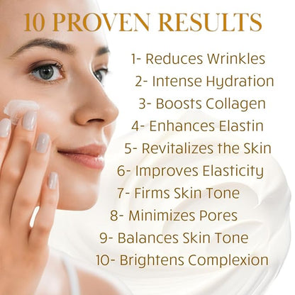 Face Moisturizer For Women. Anti-Aging Wrinkle Cream for Face and Neck with Hyaluronic Acid, Collagen, Squalene, Vitamin C, A & E - Hydrating & Firming Skincare for Women