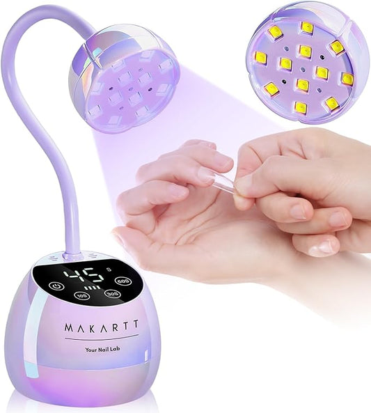 Makartt UV LED Nail Lamp - Gooseneck UV Light for Gel Nails USB 39W Cordless Flash Cure Lamp with 4 Times & Auto Sensor Nail Dryer Fast Curing Nail Art Design for Salon Home DIY (Glazed Purple)