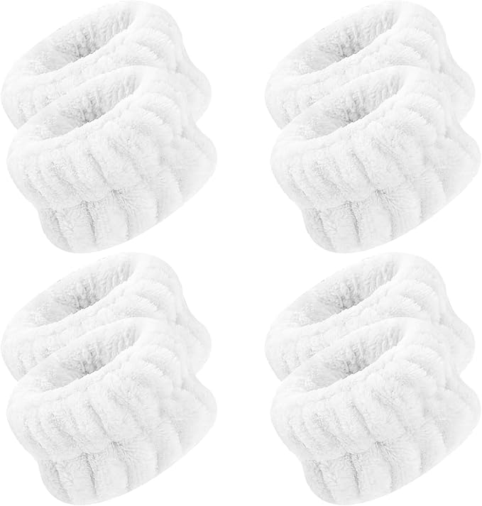 Wrist Towels for Face Washing, Women's Microfiber Spa Wash Face Wrist Towel Band, Absorbent Wrist Sweatband for Girls, Prevent Water from Spilling Down Your Arms 8Pcs